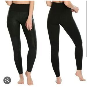 SPANX Assets Red Hot Label Faux Leather Panel Shaping Leggings Size XL